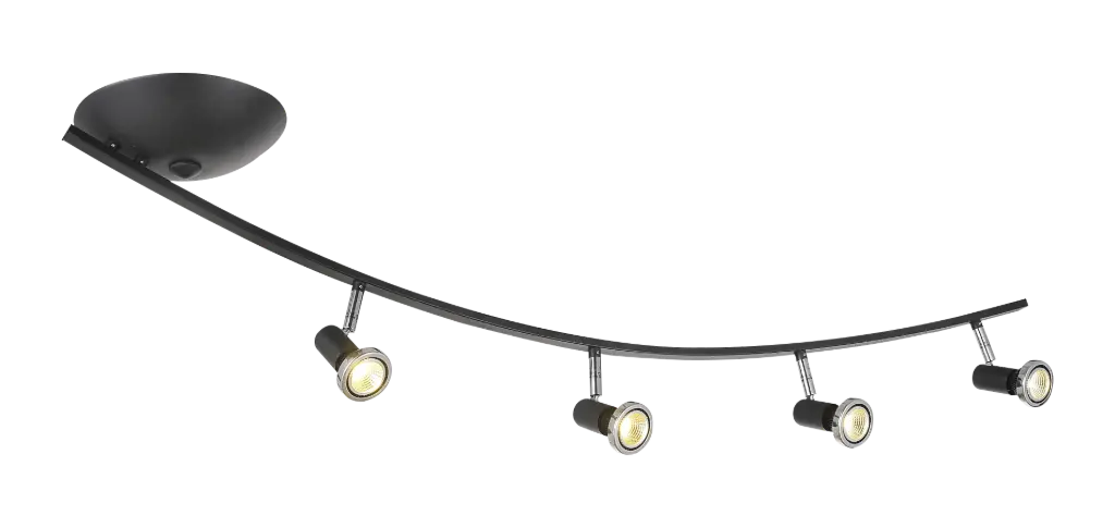 XZIBIT boog 4x GU10 5W LED zwart/chroom| Fantasia